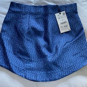 Womens Zara blue textured mini skirt